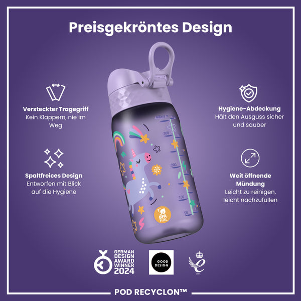 Recyclon Wasserflasche, Lila Einhorn, 350 ml
