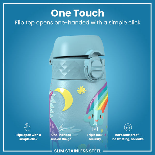 Leichte Edelstahl-Wasserflasche, Blaue Einhörner, 600 ml