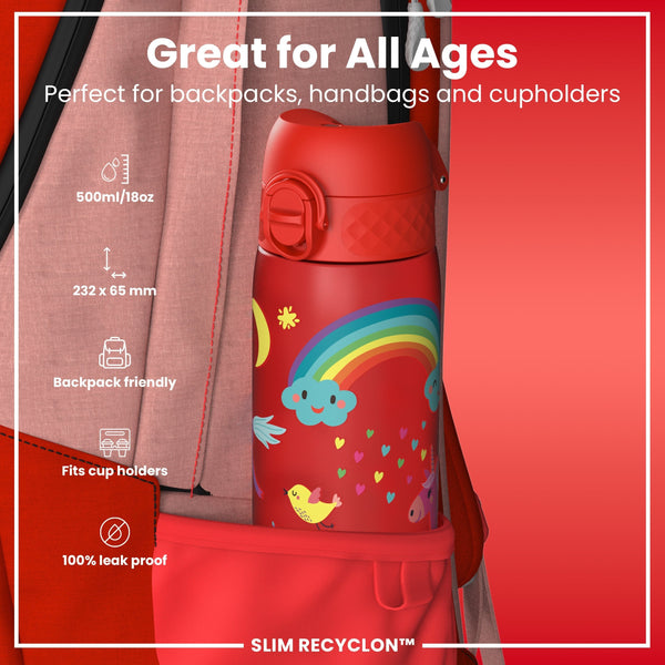 Recyclon Wasserflasche, Rote Einhörner, 500 ml