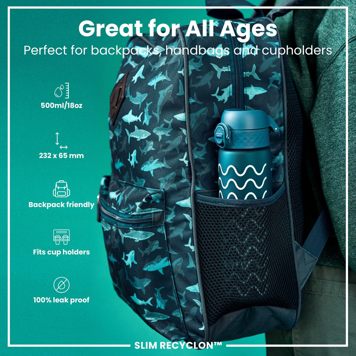 Recyclon Wasserflasche, Wellen, 500 ml