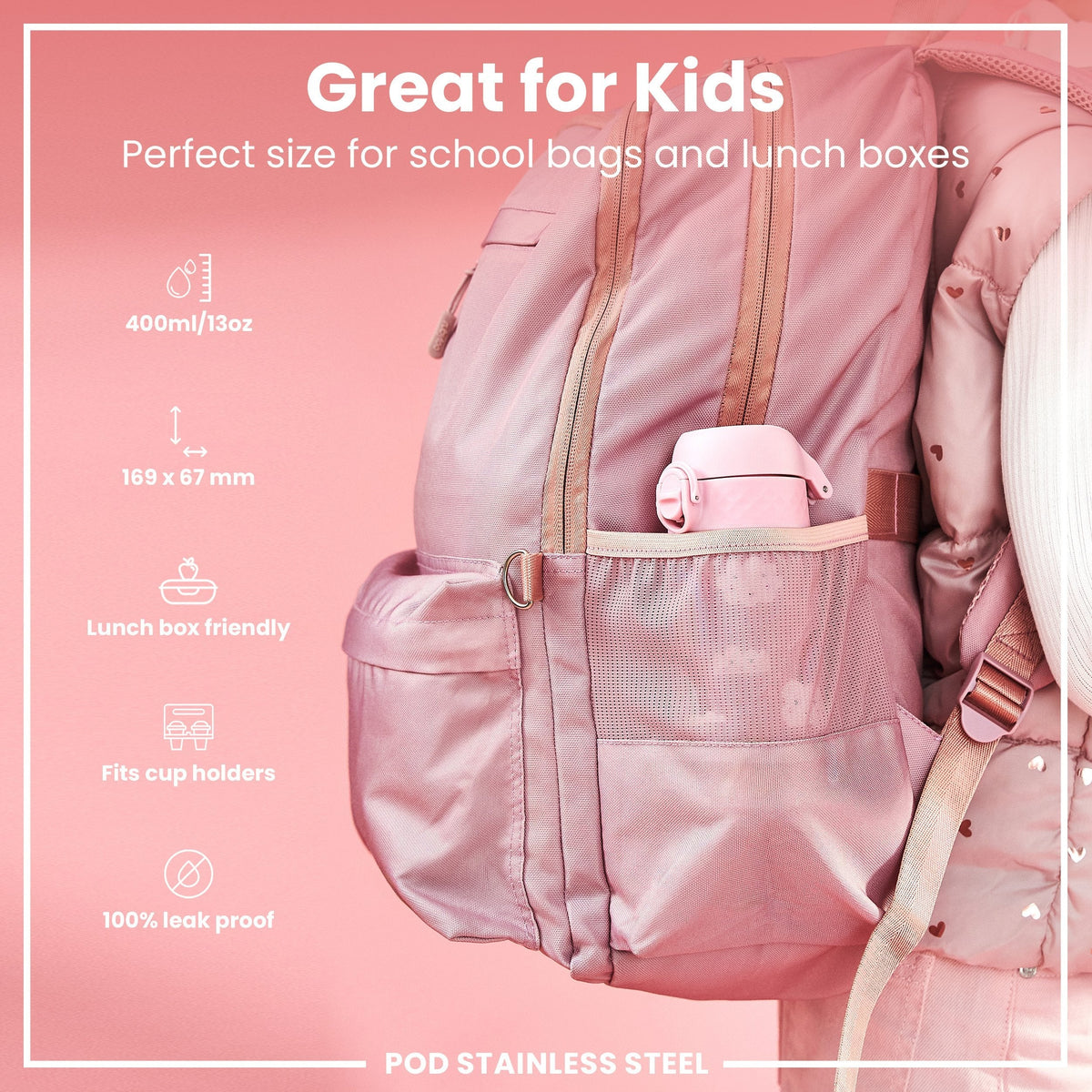 Leichte Edelstahl-Wasserflasche, Regenbögen, 400 ml