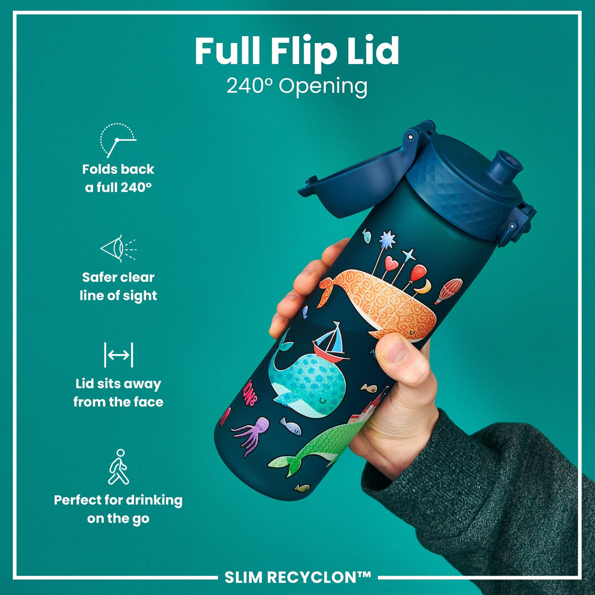 Recyclon Wasserflasche, Wale, 500 ml