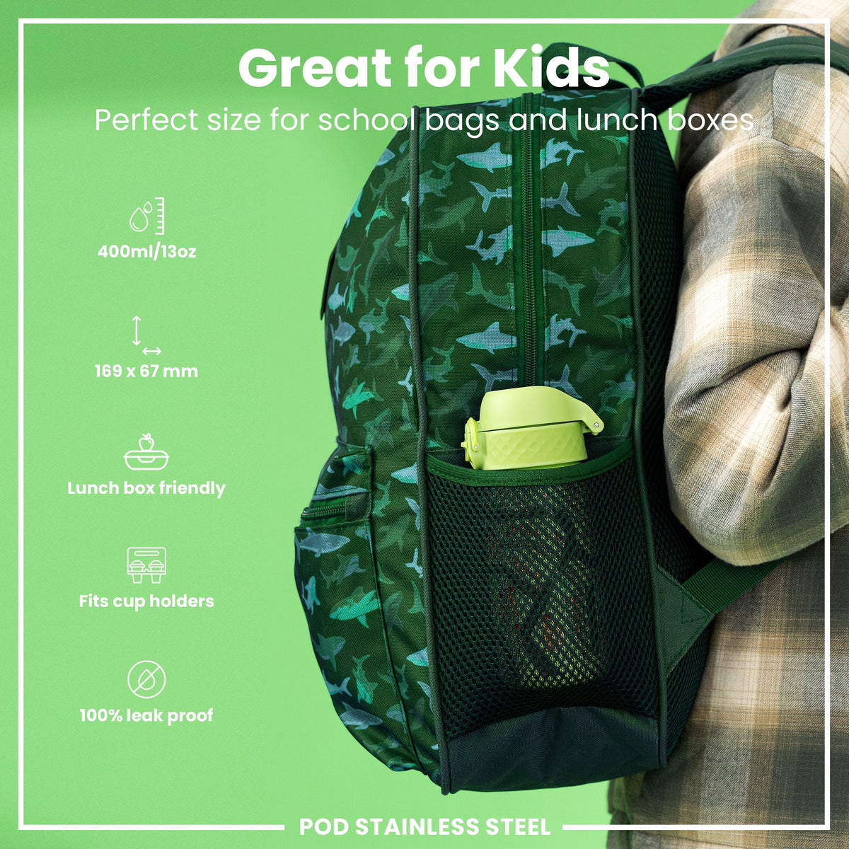 Leichte Edelstahl-Wasserflasche, Autos, 400 ml