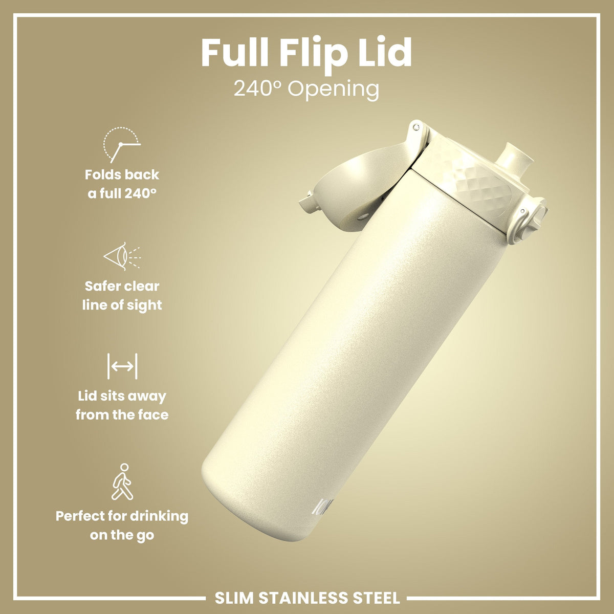 Leichte Edelstahl-Wasserflasche, Creamy White, 600 ml