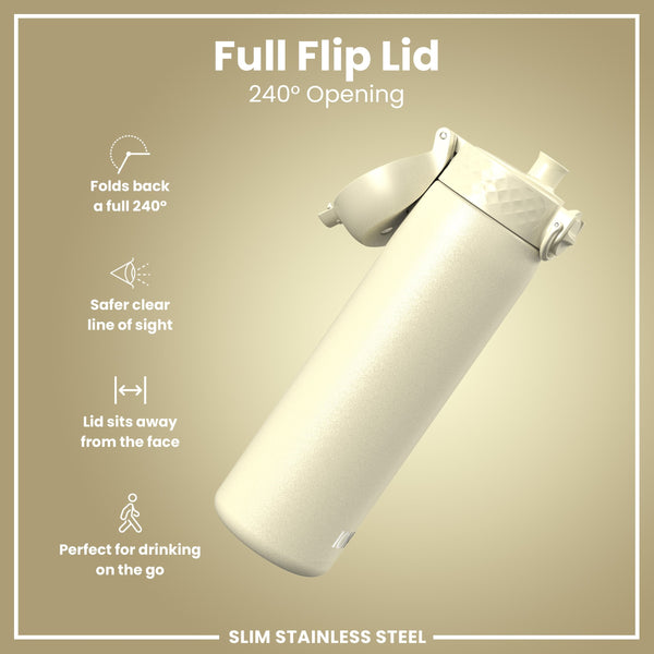Leichte Edelstahl-Wasserflasche, Creamy White, 600 ml