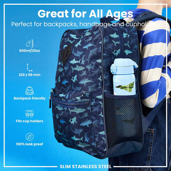 Leichte Edelstahl-Wasserflasche, Fighter Jets, 600 ml