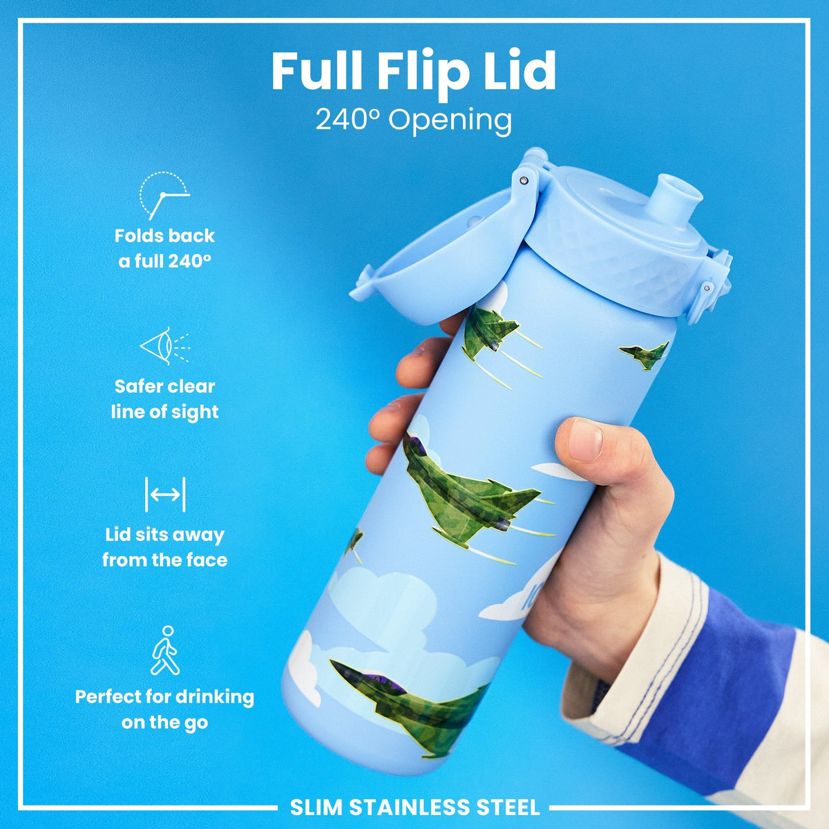 Leichte Edelstahl-Wasserflasche, Fighter Jets, 600 ml