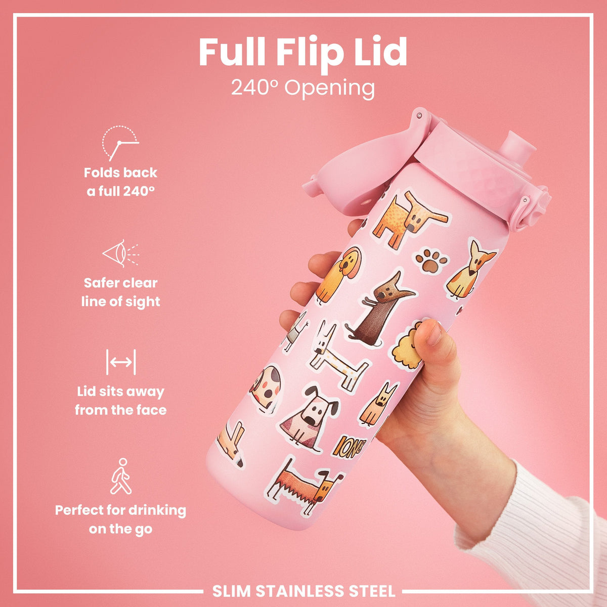 Leichte Edelstahl-Wasserflasche, Hunde, 600 ml