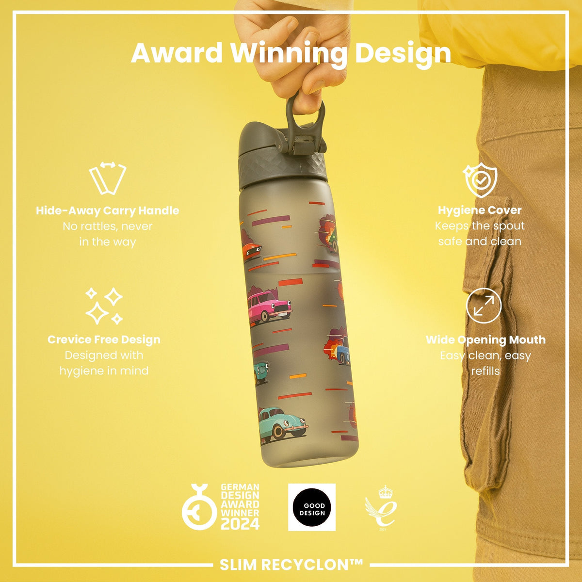 Recyclon Wasserflasche, Sportwagen, 500 ml