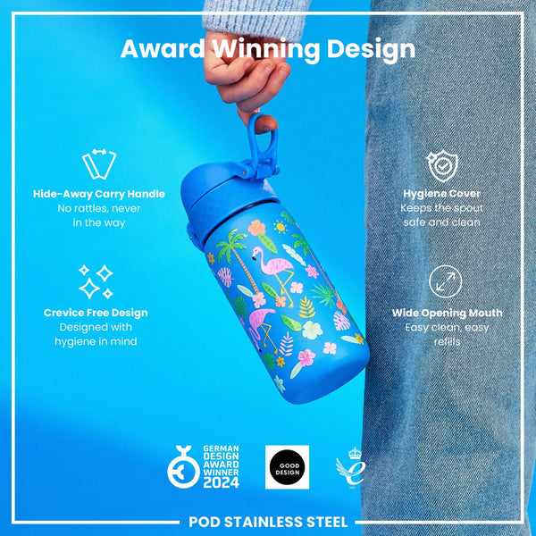 Leichte Edelstahl-Wasserflasche, Flamingos, 400 ml