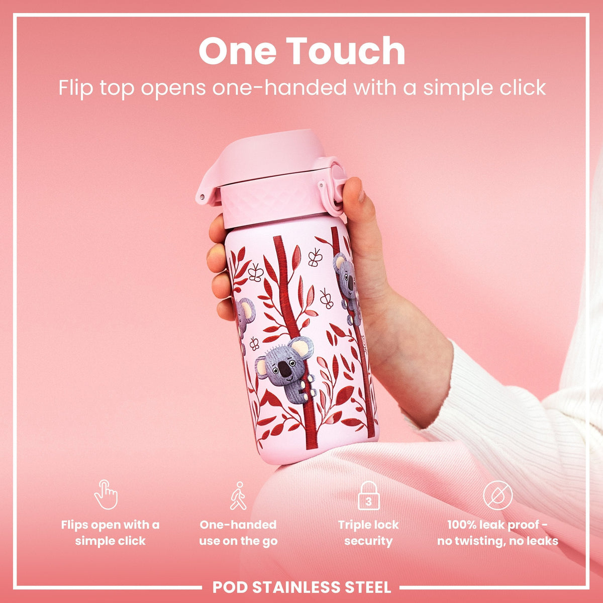 Leichte Edelstahl-Wasserflasche, Koalas, 400 ml