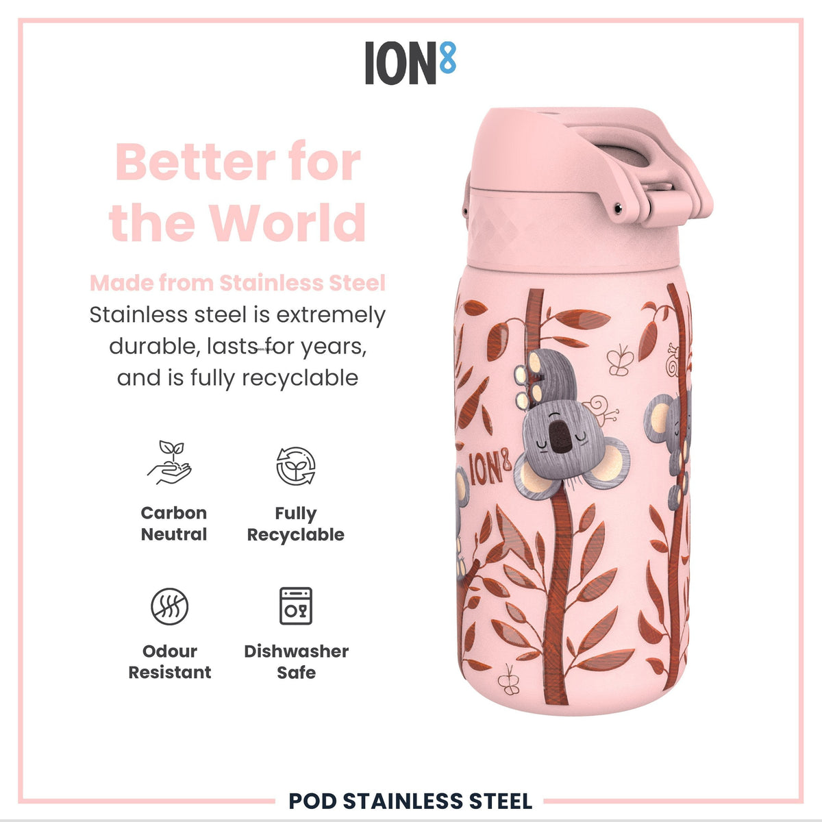 Leichte Edelstahl-Wasserflasche, Koalas, 400 ml