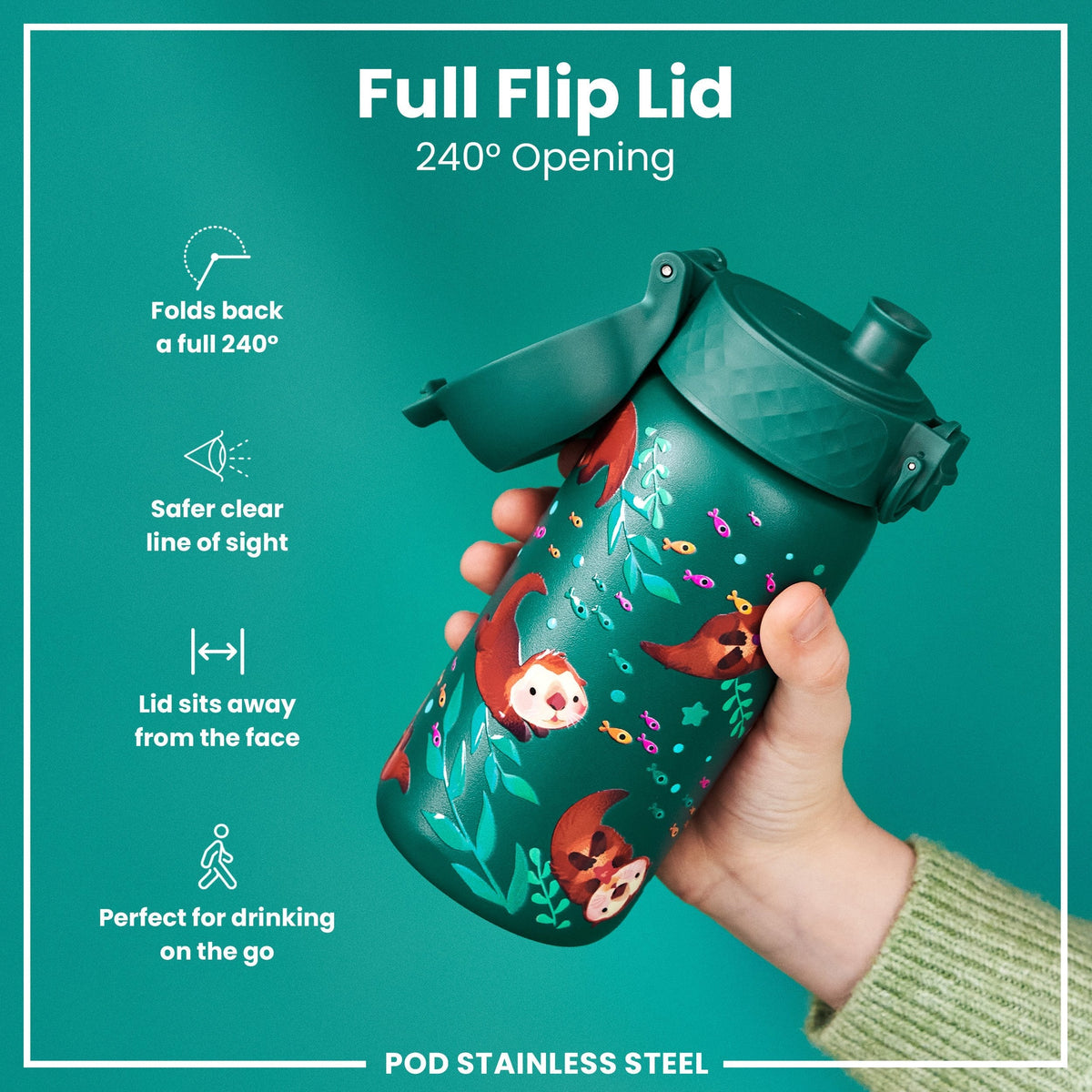 Leichte Edelstahl-Wasserflasche, Otter, 400 ml