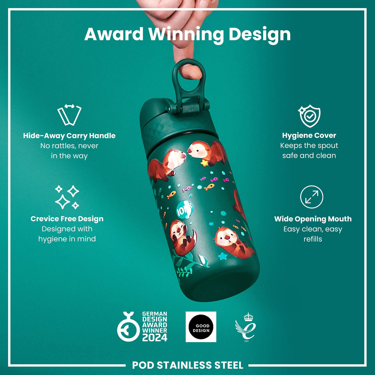 Leichte Edelstahl-Wasserflasche, Otter, 400 ml