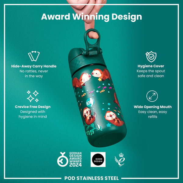 Leichte Edelstahl-Wasserflasche, Otter, 400 ml