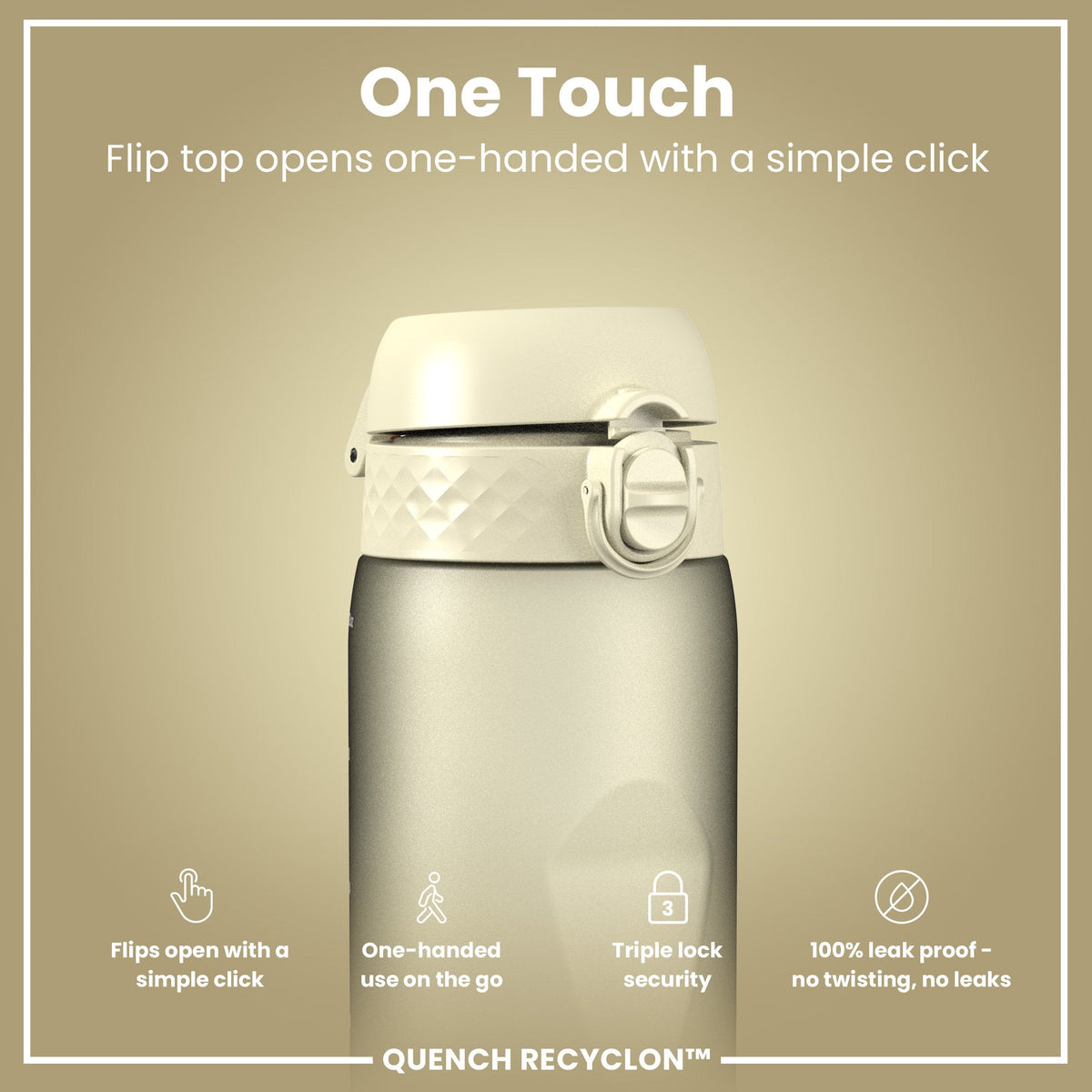 Recyclon-Wasserflasche, Cremig Weiß, 1 L