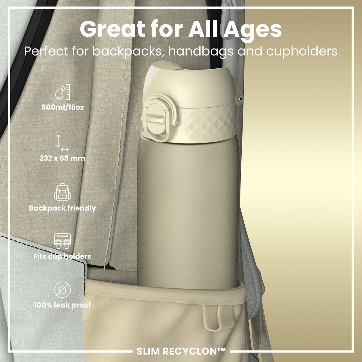 Recyclon Wasserflasche, Creamy White, 500 ml