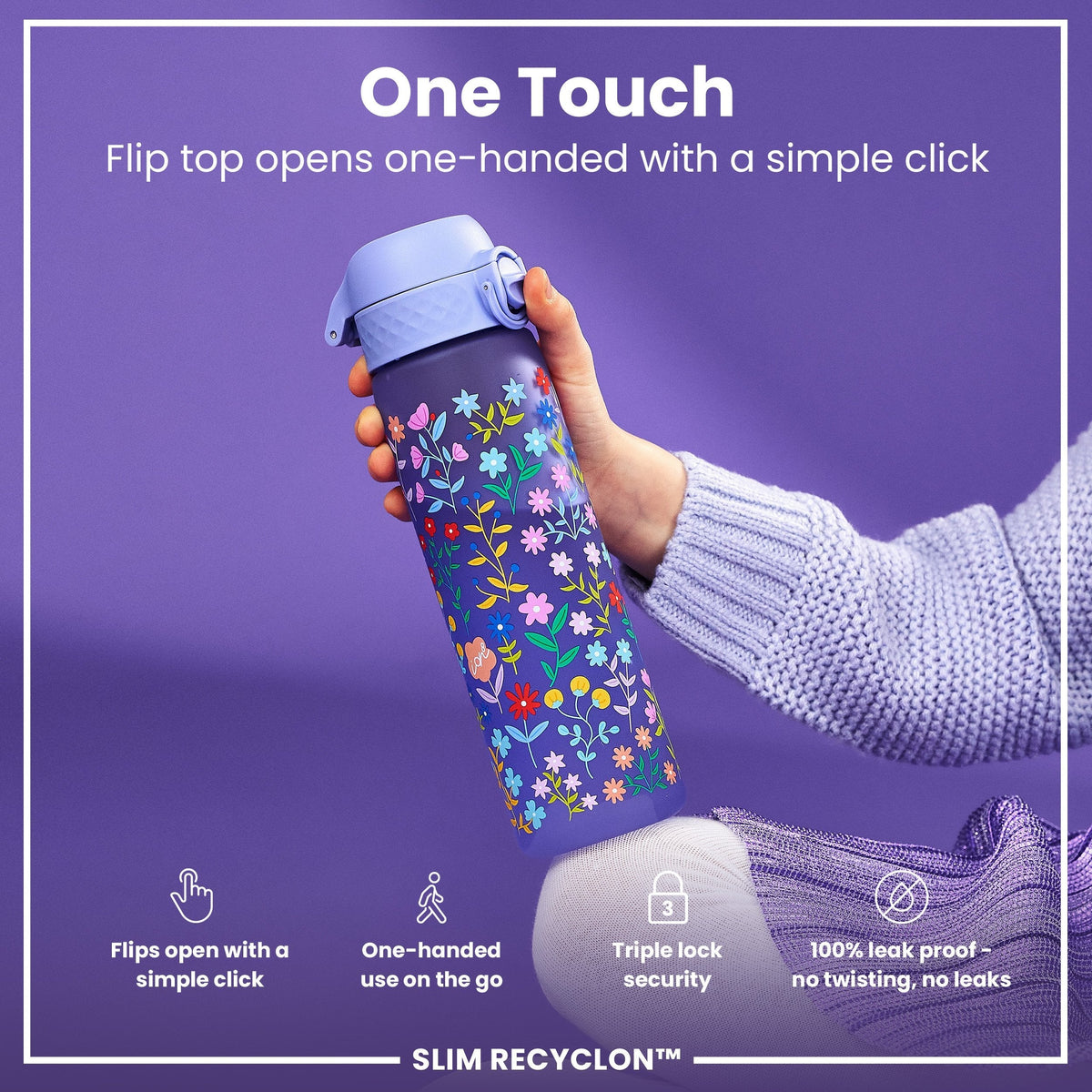 Recyclon Wasserflasche, Blumenmuster, 500 ml