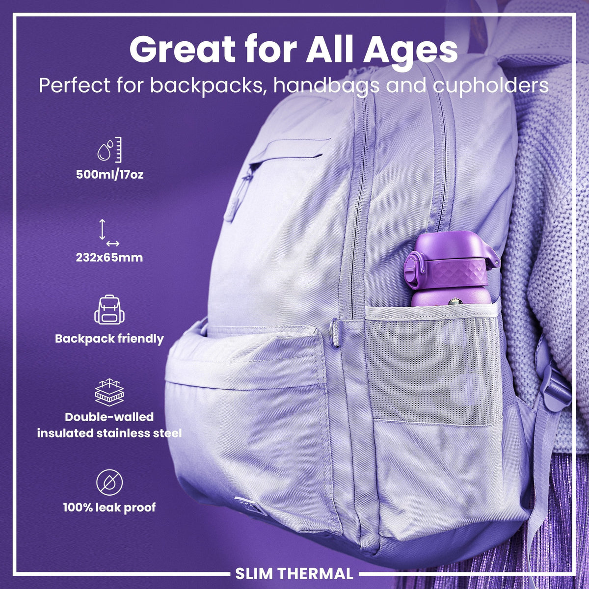 Isolierte Edelstahl-Wasserflasche, Prinzessin, 500 ml