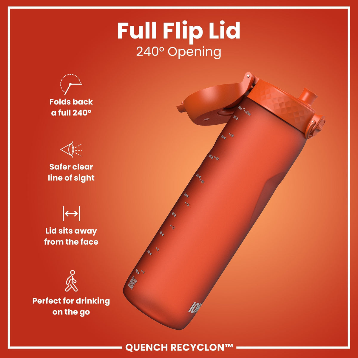 Recyclon-Wasserflasche, Herzorange, 1 L