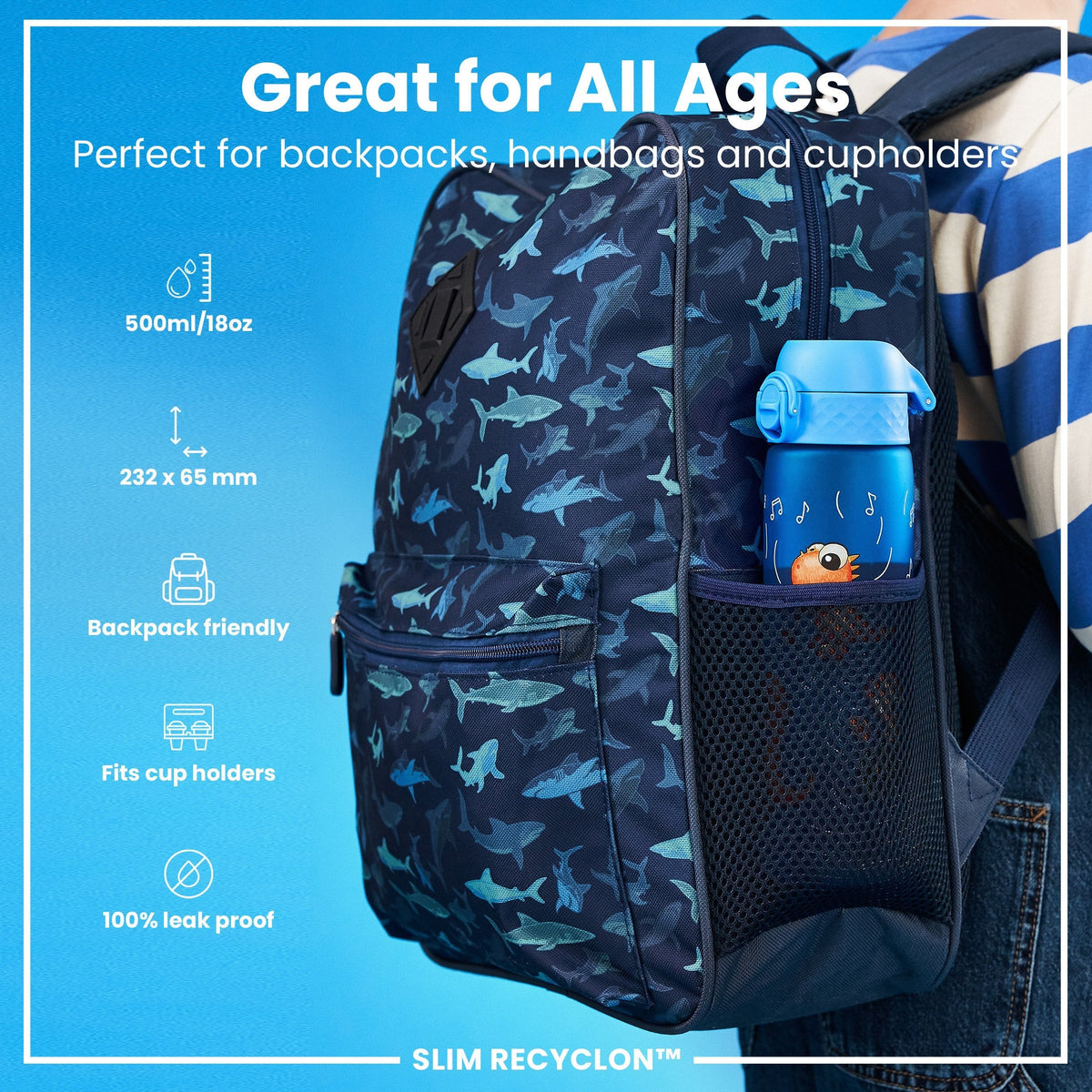 Recyclon Wasserflasche, Dino-Band, 500 ml