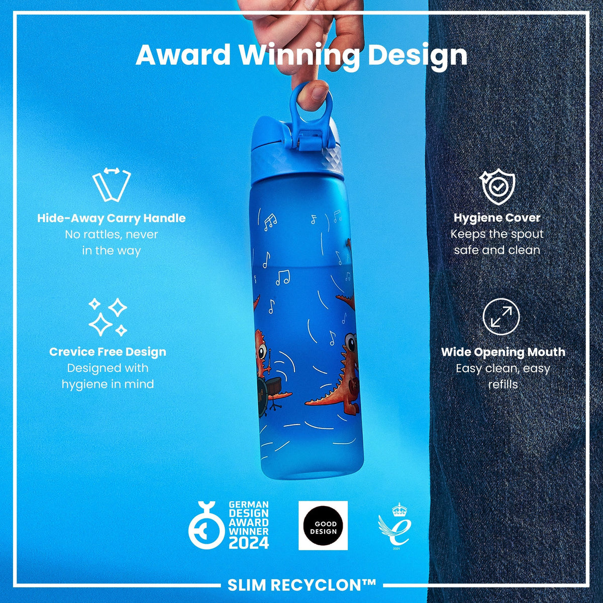 Recyclon Wasserflasche, Dino-Band, 500 ml