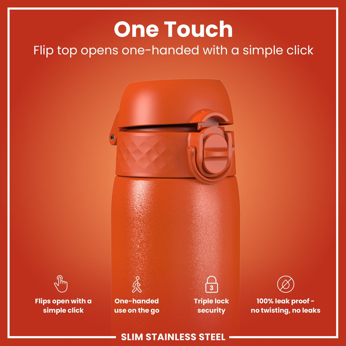 Leichte Edelstahl-Wasserflasche, Hearty Orange, 600 ml