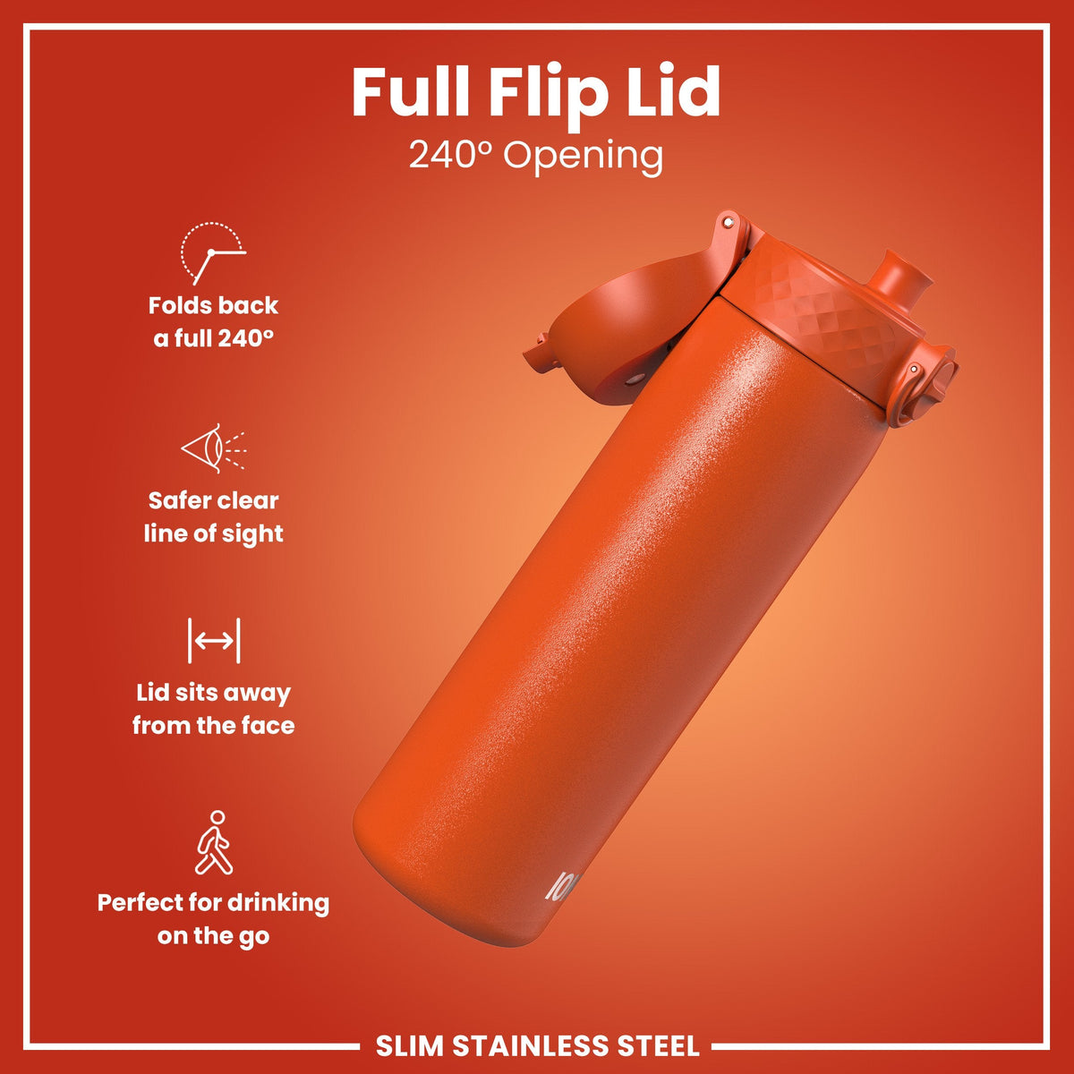 Leichte Edelstahl-Wasserflasche, Hearty Orange, 600 ml