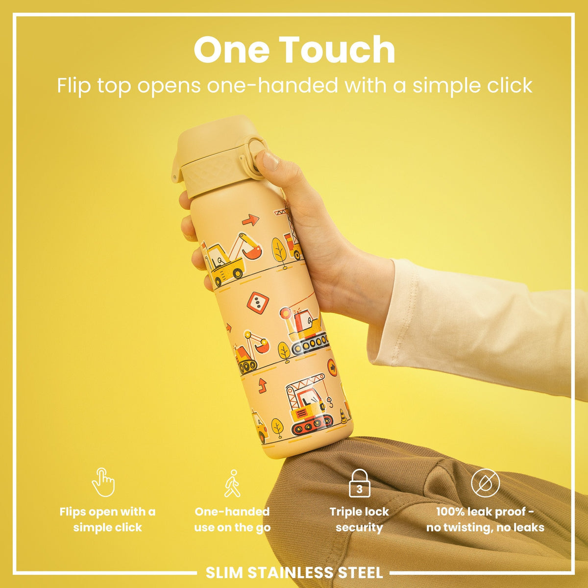Leichte Edelstahl-Wasserflasche, Bagger, 600 ml