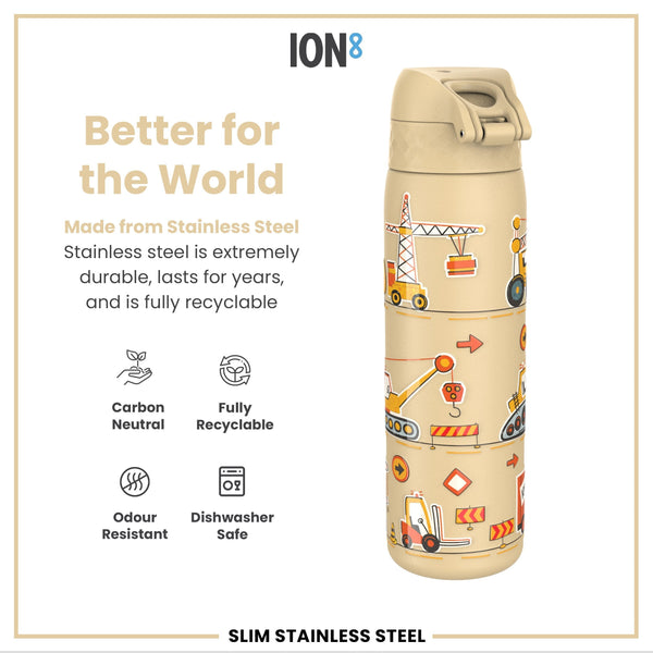 Leichte Edelstahl-Wasserflasche, Bagger, 600 ml