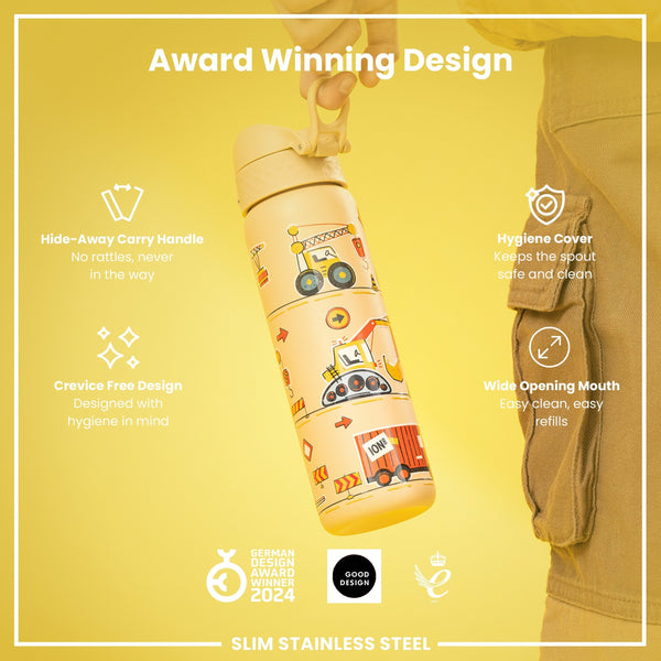 Leichte Edelstahl-Wasserflasche, Bagger, 600 ml