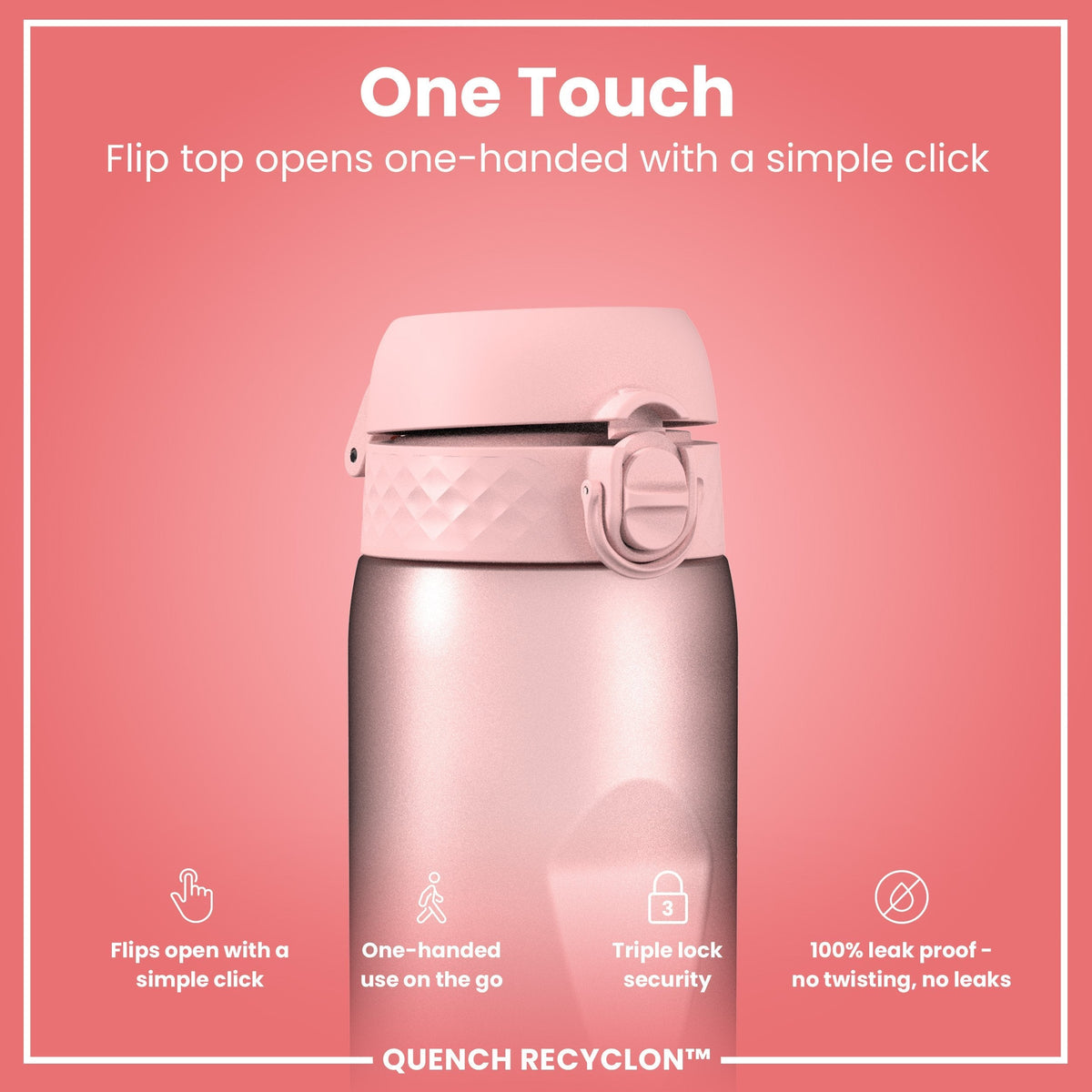 Recyclon-Wasserflasche mit Trinkzeiten, Lila & Rosa, 1 L