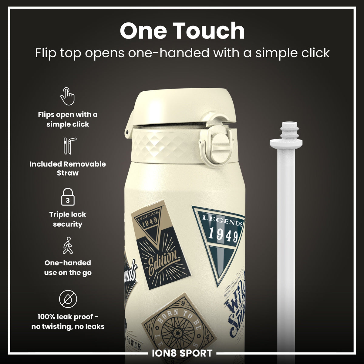 MotoGP x ION8 Isolierte Edelstahlflasche – MotoGP Classic Legends, 750 ml