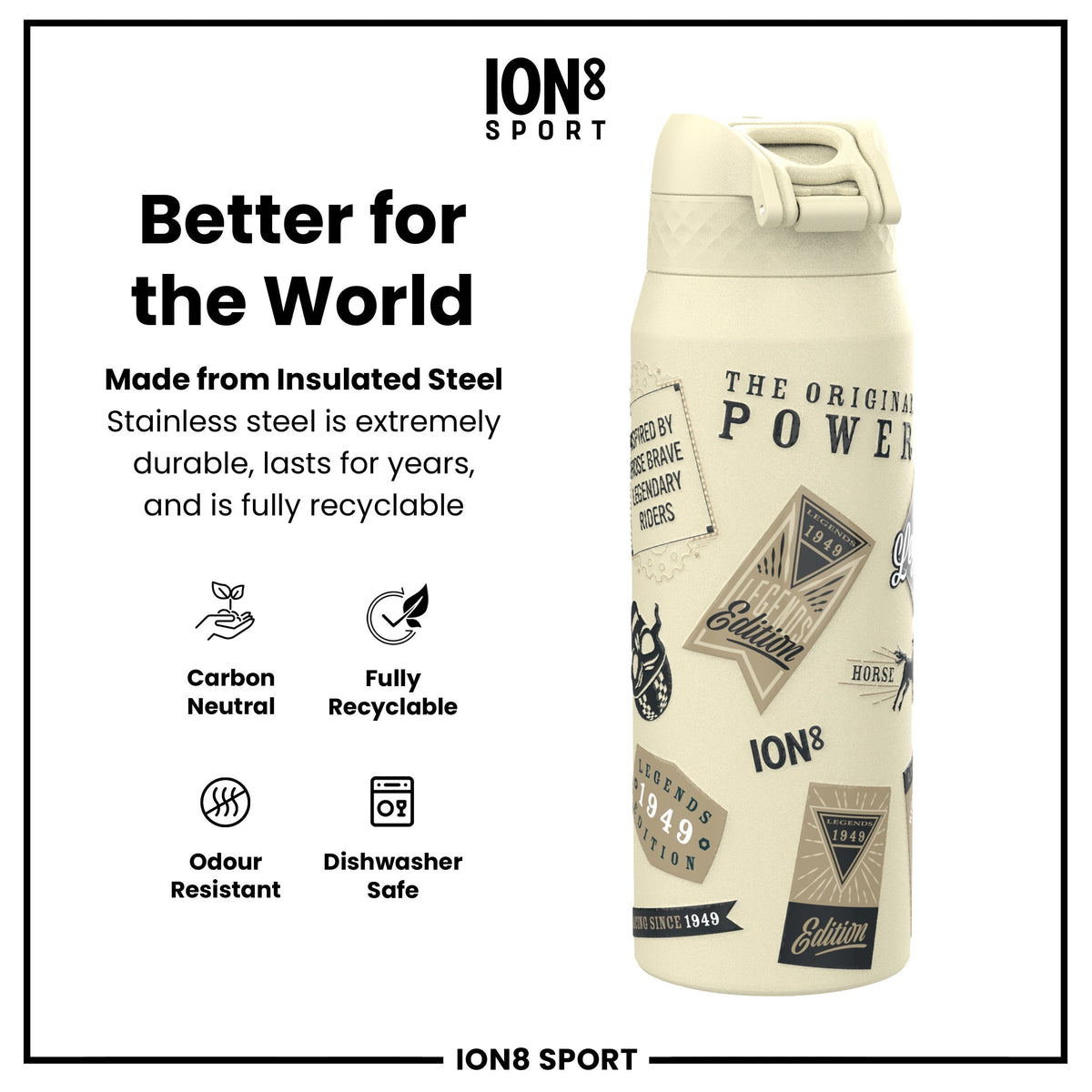 MotoGP x ION8 Isolierte Edelstahlflasche – MotoGP Classic Legends, 750 ml