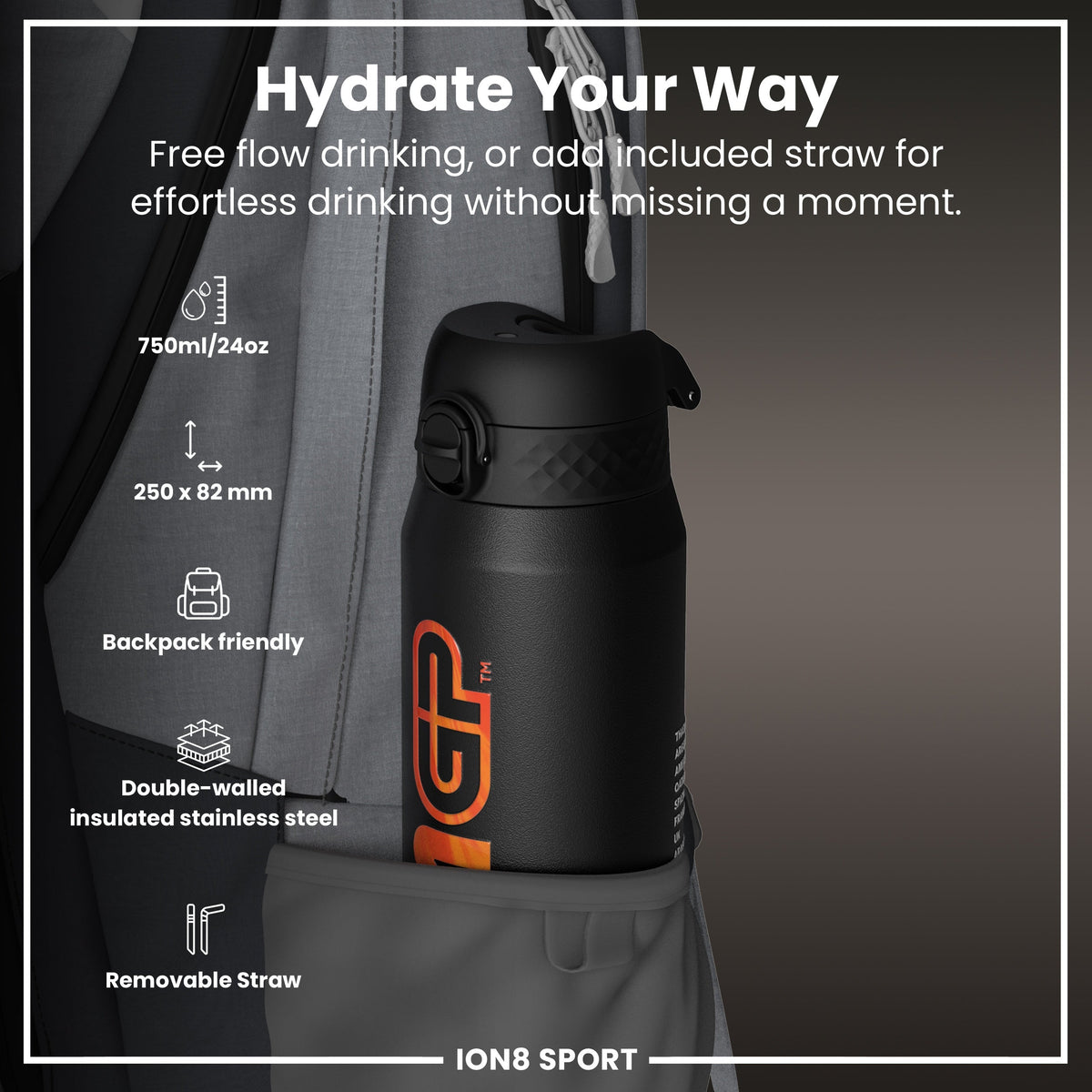 MotoGP x ION8 Isolierte Edelstahlflasche – MotoGP Calendar, 750 ml