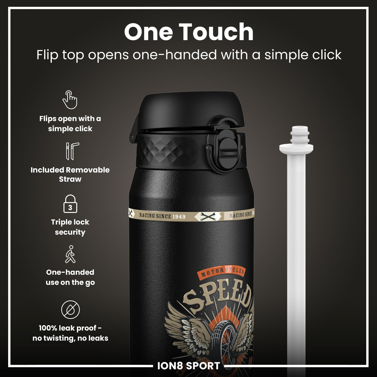 MotoGP x ION8 Isolierte Edelstahlflasche – MotoGP Speed, 750 ml