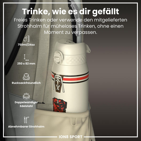 NFL x ION8, Isolierte Stahlflasche, Browns, 750 ml