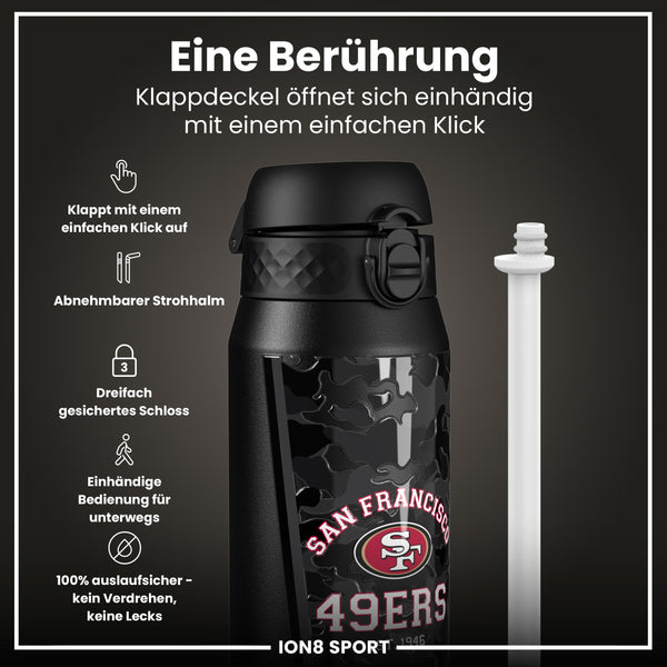 NFL x ION8, Isolierte Stahlflasche, 49ers, 750 ml
