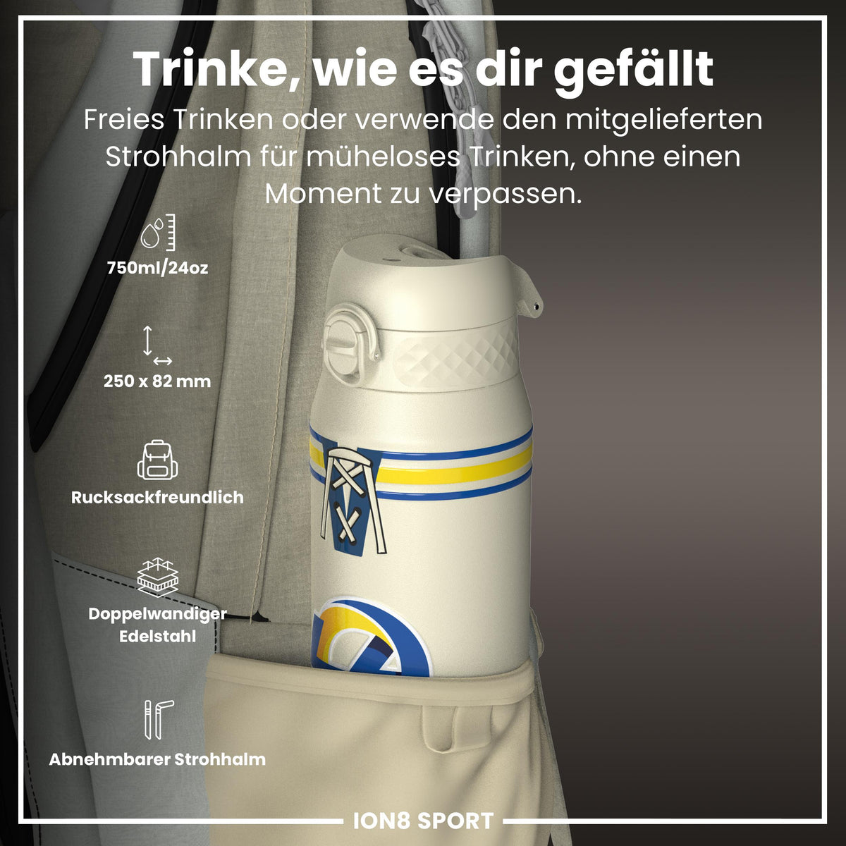 NFL x ION8, Isolierte Stahlflasche, Rams, 750 ml