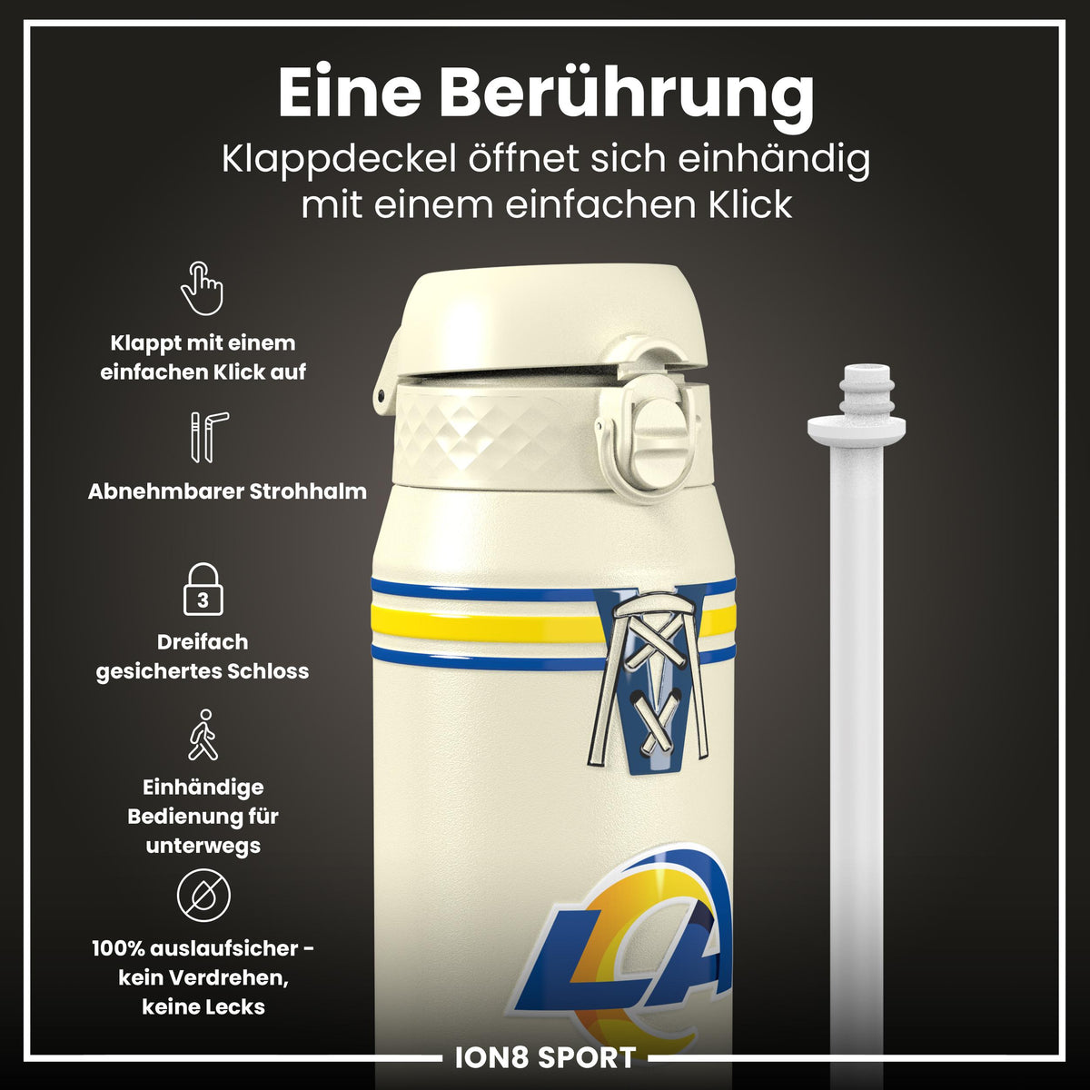 NFL x ION8, Isolierte Stahlflasche, Rams, 750 ml