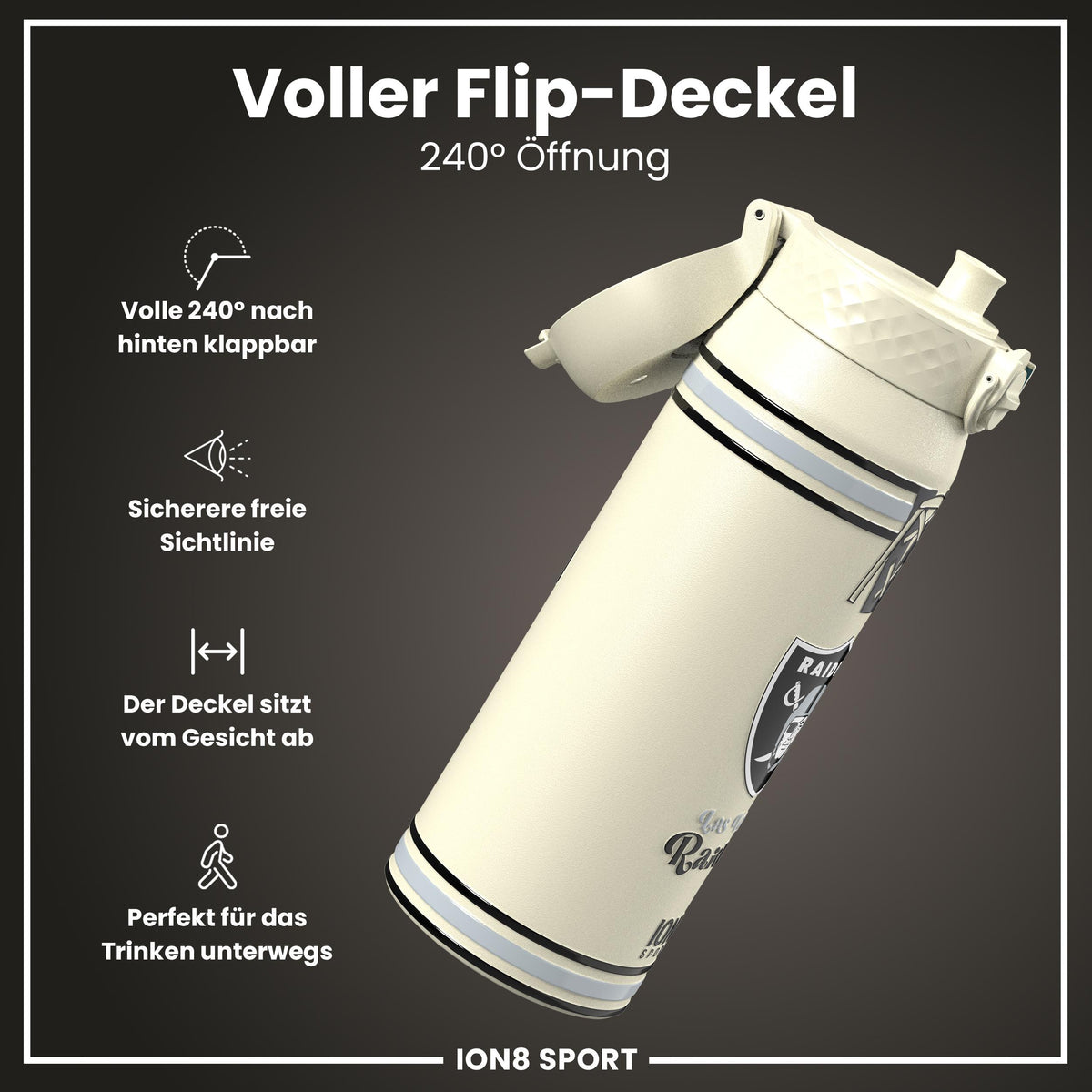 NFL x ION8, Isolierte Stahlflasche, Raiders, 750 ml