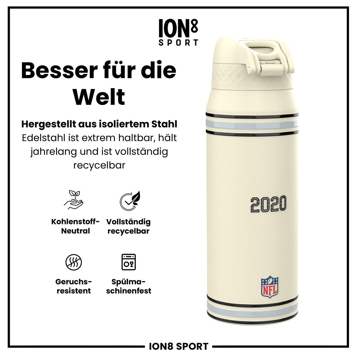 NFL x ION8, Isolierte Stahlflasche, Raiders, 750 ml