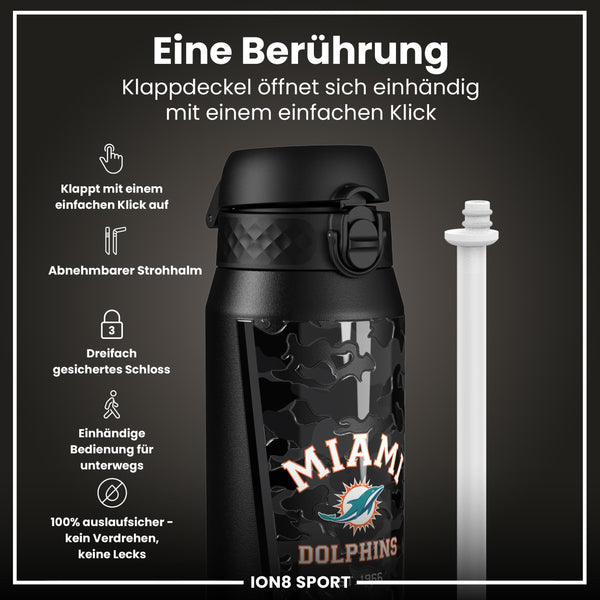 NFL x ION8, Isolierte Stahlflasche, Dolphins, 750 ml