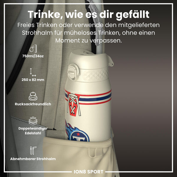 NFL x ION8, Isolierte Stahlflasche, Titans, 750 ml