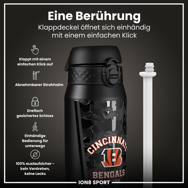 NFL x ION8, Isolierte Stahlflasche, Bengals, 750 ml