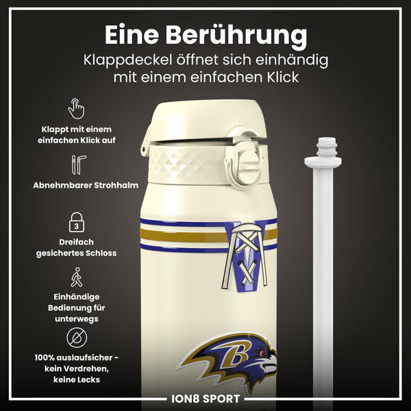 NFL x ION8, Isolierte Stahlflasche, Ravens, 750 ml