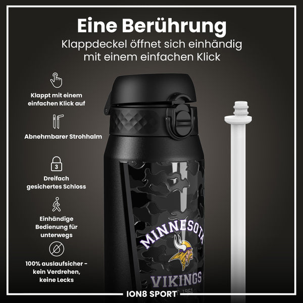 NFL x ION8, Isolierte Stahlflasche, Vikings, 750 ml