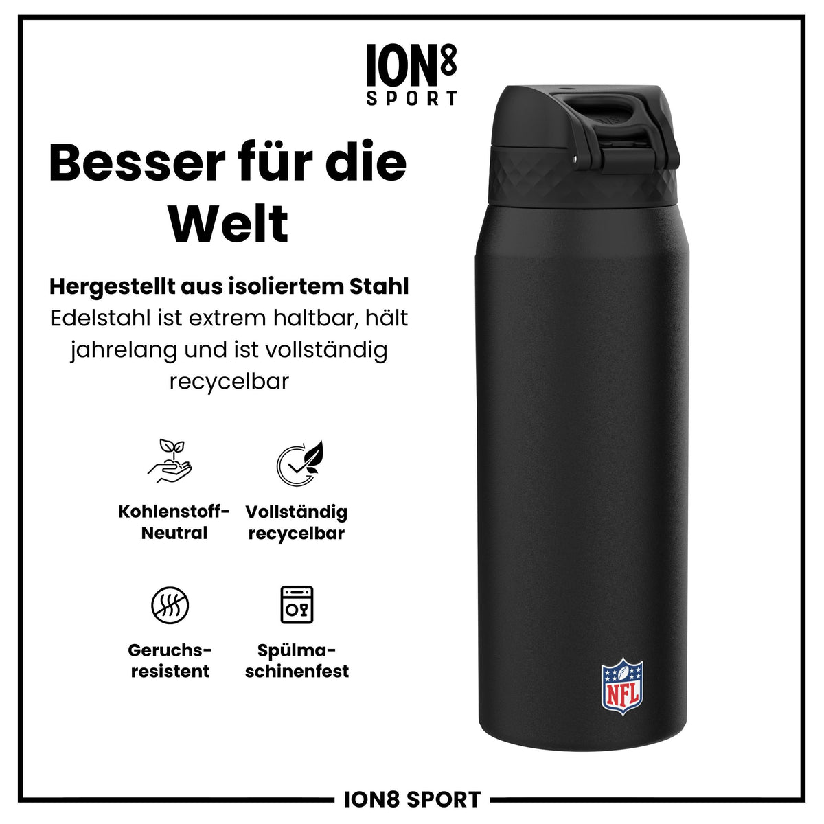 NFL x ION8, Isolierte Stahlflasche, Vikings, 750 ml