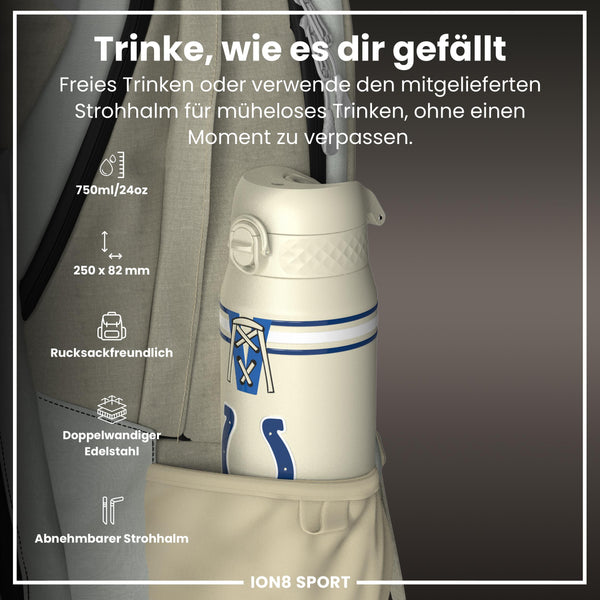 NFL x ION8, Isolierte Stahlflasche, Colts, 750 ml