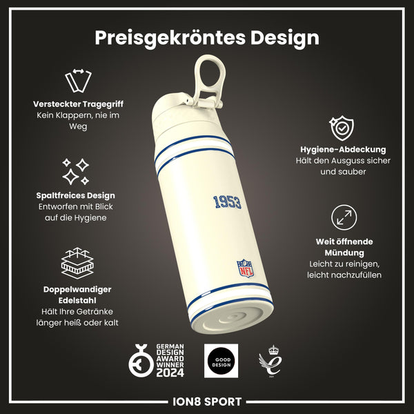 NFL x ION8, Isolierte Stahlflasche, Colts, 750 ml